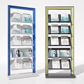 Modern Bookcases With Blue And Yellow Frames Multiple Shelves For Book Storage 3d model