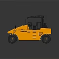 Yellow XCMG K9 Armoured Road Roller With Black Canopy And Multiple Rollers 3d model