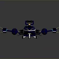Futuristic Blue And Yellow Sci Fi Aircraft Model With Number 236 And Weapon Appendages