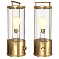 Modern Table Lamps With Transparent Glass Shades Golden Bases And Light Bulbs Inside