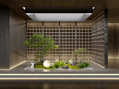 Modern indoor group small landscape plant pile spherical shrub moss ball with flower shrub plant combination model