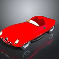 Classic Red Sports Car With Streamlined Body Two Seat White Interior And Silver Wheels