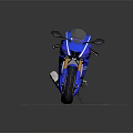 Sleek Blue Sport Motorcycle With Black Seat On Metallic Circular Platform