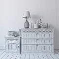 Stylish Yellow Entryway Cabinet And Side Cabinet With Table Lamp Books And Ornate Decor