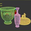 Ancient Greek Pottery Collection With Amphora Tall Vase And Animal Shaped Lid Box