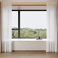 Double Layer Curtains With Dark Thick Panels And White Sheer For Indoor Window View