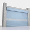 Light Blue Roller Shutter Door With Gray Columns And Top Beam Structure 3d model