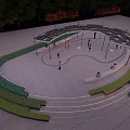 Scenic Outdoor Circular Pergola Design With Greenery Steps And People Activities