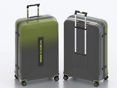 Modern Luggage Design With Gradient Color Telescopic Handle And Wheels 3d model