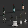 Elegant Tableware Set Including Wine Bottles Glasses Teapot Teacup And Accessories
