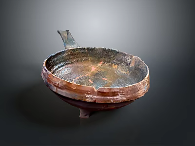 Handmade Ceramic Bowl With Rustic Texture Three Legged Base And Vintage Design 3d model