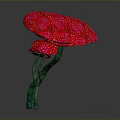 Artistic Red Mushrooms With White Spots And Green Stems In Various Sizes