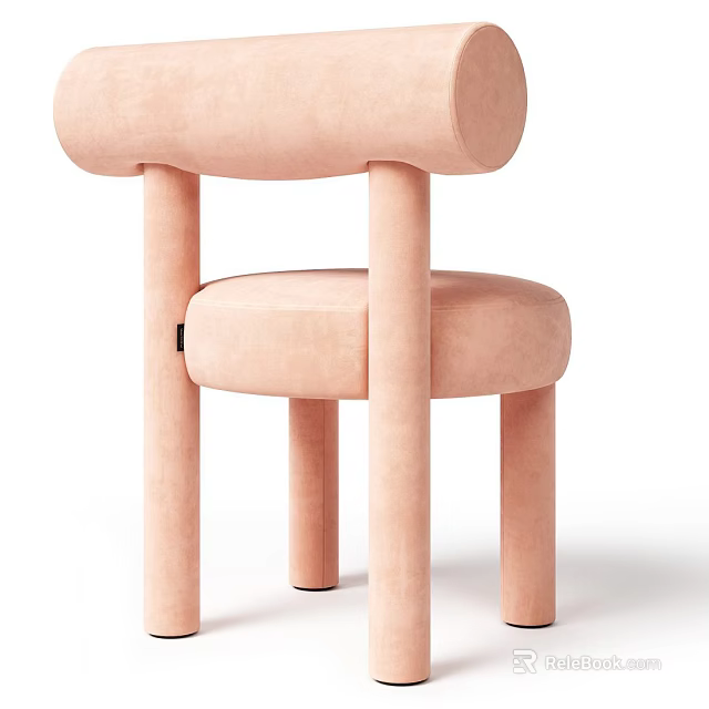 Pink Velvet Accent Chair With Modern Stylish Design And Round Supportive Legs 3d model 