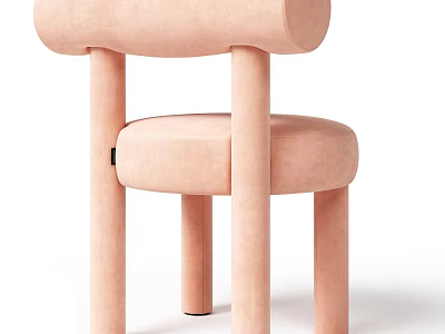 Pink Velvet Accent Chair With Modern Stylish Design And Round Supportive Legs 3d model