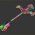 Futuristic Sci Fi Spaceship With Blue Energy Beam Connecting Two Sections Mechanical Details And Design