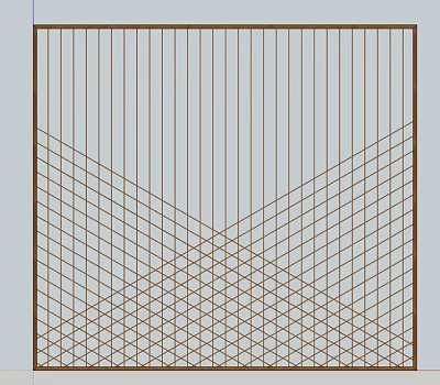 Geometric Room Divider With Vertical And Diagonal Lines And Interlaced Patterned Structure 3d model