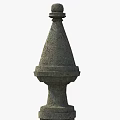 Gray Stone Pillar With Layered Structure Conical Top And Textured Base 3d model