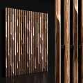 Modern Wooden Slatted Partition Design With Intricate Texture And Vertical Patterns 3d model