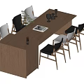 Log wind island table and chairs 3d model