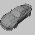 Sleek Blue Modified Sports Car With Wide Body And Black Wheels Design