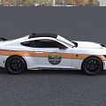 Functional Modern Police Car With White Body Black Stripes Red Blue Lights And Sporty Design
