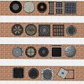 Various Manhole Covers And Grates With Different Shapes And Patterns