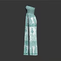 Fashionable Turquoise Strapless Long Dress With Patterned Design And Flowy Silhouette