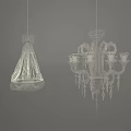 Modern Wireframe And Ornate Crystal Chandeliers With Intricate Details And Ambient Lighting