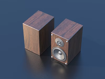 High Quality Wooden Cube Speakers With Metal Speaker Grills And Smooth Surface Design 3d model
