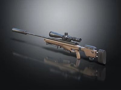 High Precision Sniper Rifle With Tactical Scope And Ergonomic Wooden Stock For Long Range Shooting 3d model
