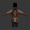 Medieval Fantasy Character Attire With Red Gold Robe Silver Armor And Blue Hat