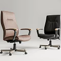 Ergonomic Office Chairs with Leather Upholstery Armrests and Wheels in Brown Black Design