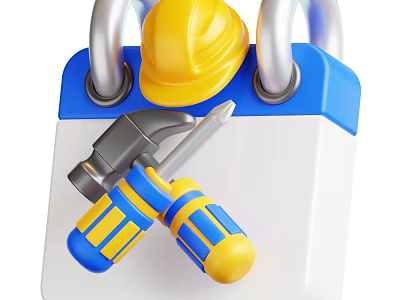 Essential Hardware Tools Set With Screwdrivers Hammer And Hard Hat On Tool Board 3d model