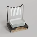 Practical Modern Kitchen Knife Rack With Hanging White Knives And White Tray On Black Base