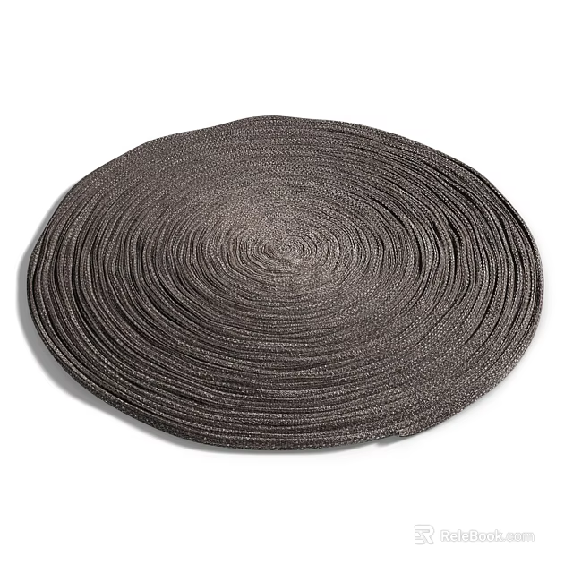 Round Woven Dark Gray Carpet with Spiral Texture for Modern Home Decor 3d model 