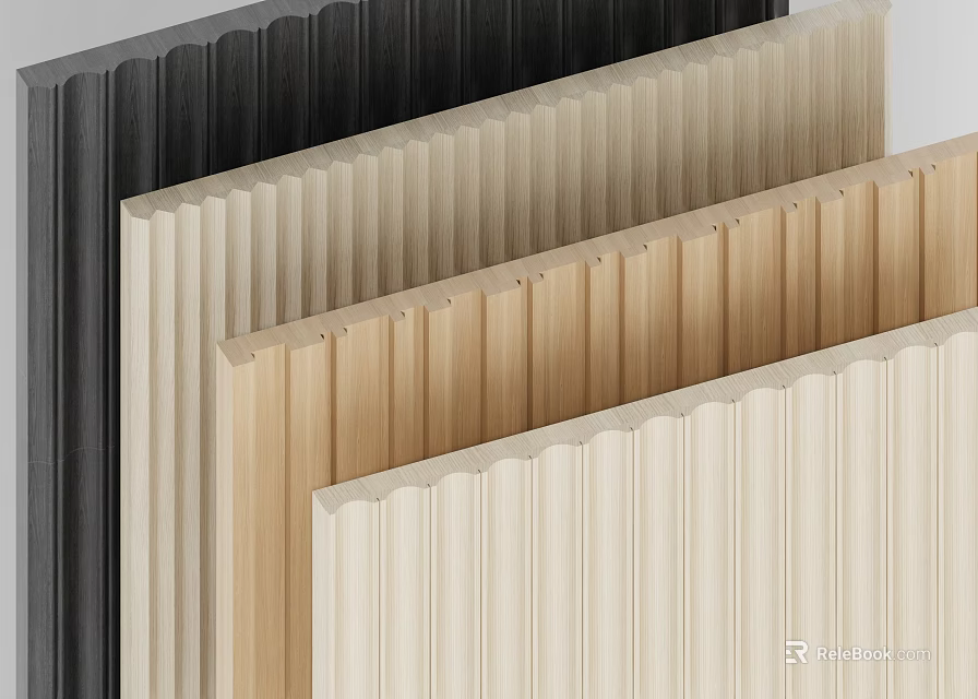 Wall Panels for Interior Design with Different Colors and Striped Styles 3d model 