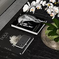 Stylish Coffee Table Books With Dogs Cover Decorative Bowl Smartphone And Orchid Plant