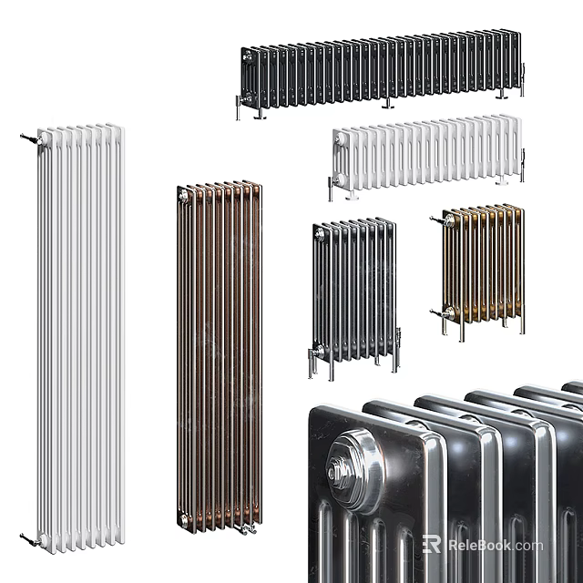 Modern Radiators in Various Colors and Styles for Home Heating Solutions 3d model 