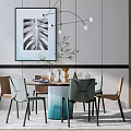 Modern Dining Table and Chair Combination 3d model