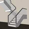 Modern Staircase With Concrete Structure Glass Railing And LED Lighting Interior 3d model