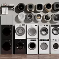 Various Modern Washing Machines With Different Styles And Colors On