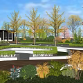 Beautiful Garden Landscape Design With Lush Trees Green Plants And Pathway