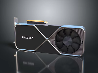 High Performance NVIDIA RTX 3090 Graphics Card With Cooling Fan And Sleek Design 3d model