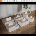 Display Setup With White Cube Stands Folded Items Leaf Artwork Striped Wall And Wooden Floor