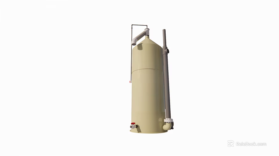 Industrial Storage Tank Equipment With Vertical Cylindrical Structure And Pipe Connections 3d model 