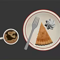 Slice of Delicious Pie With Whipped Cream And Red White Checkered Coffee Cup On Plate