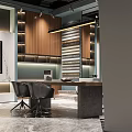 Modern Showroom Interior With Display Shelves Wooden Cabinets And Marble Floor