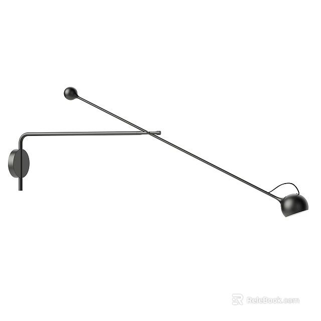 Sleek Modern Black Metal Wall Lamp With Adjustable Arm For Stylish Home Decor 3d model 