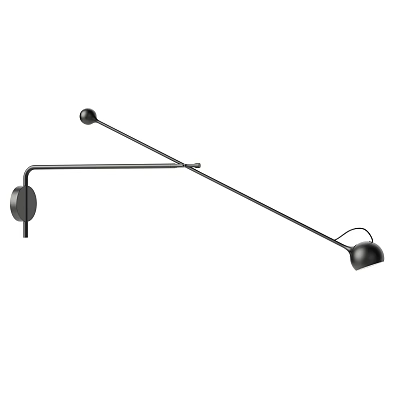 Sleek Modern Black Metal Wall Lamp With Adjustable Arm For Stylish Home Decor 3d model