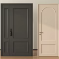 Modern Dark Gray and Cream White Hinged Panel Doors with Classic Handle Designs 3d model